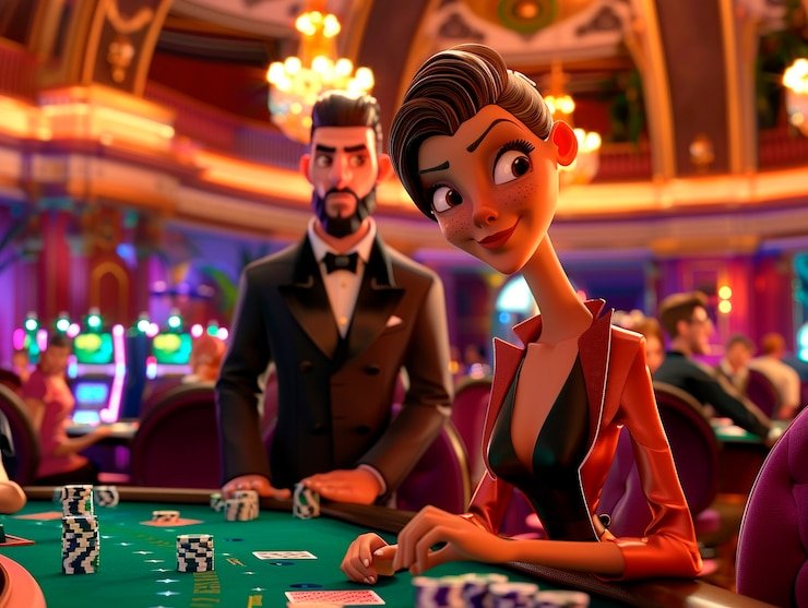 Studio live dealer Red Tiger dengan dealer dan meja permainan berkualitas HD